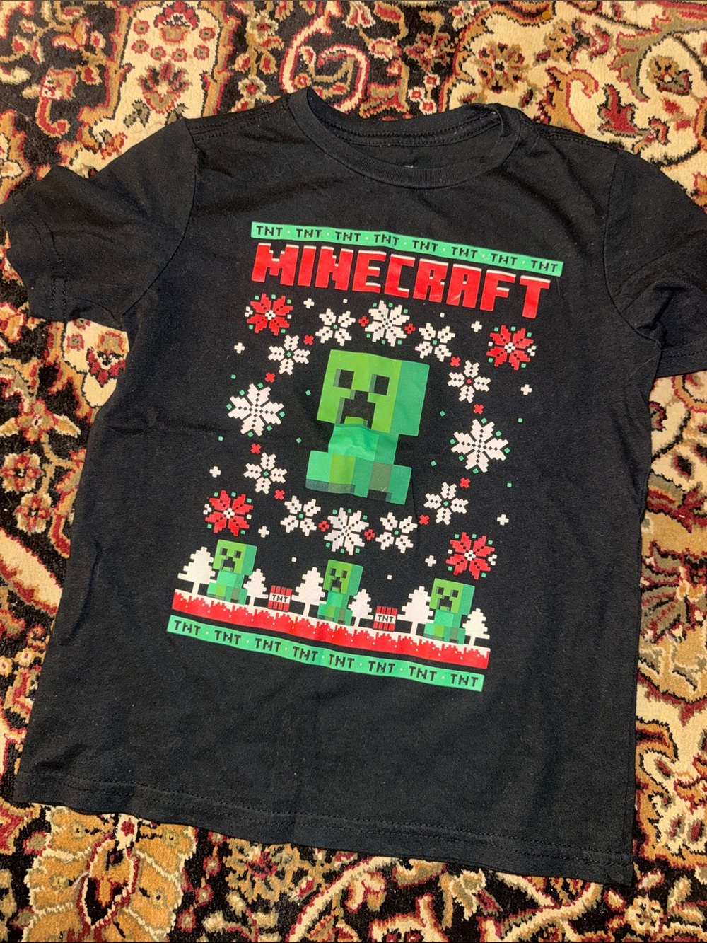 Kids Black Holiday Minecraft Graphic Tee